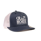 Navy and White Snapback with Crazy House Stitching - Crazy House Western Wear