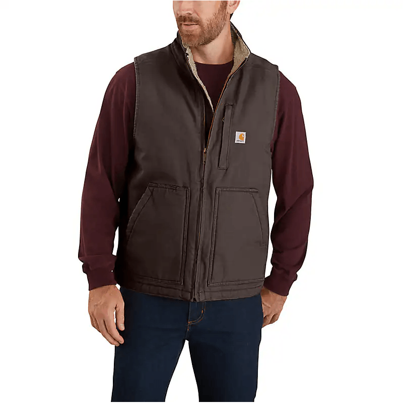 Carhartt Men's Mock-Neck Sherpa-Lined Vest - Loose Fit - Washed Duck - Crazy House Western Wear