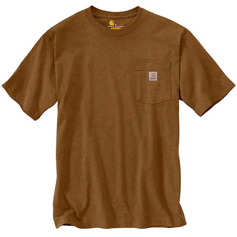 Men's Carhartt Loose Fit One Pocket T-Shirt Brown K87-B00 - Crazy House Western Wear