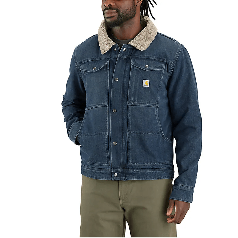 Men's Carhartt Relaxed Fit Denim Sherpa-Lined Jacket 106323-H87 - Crazy House Western Wear