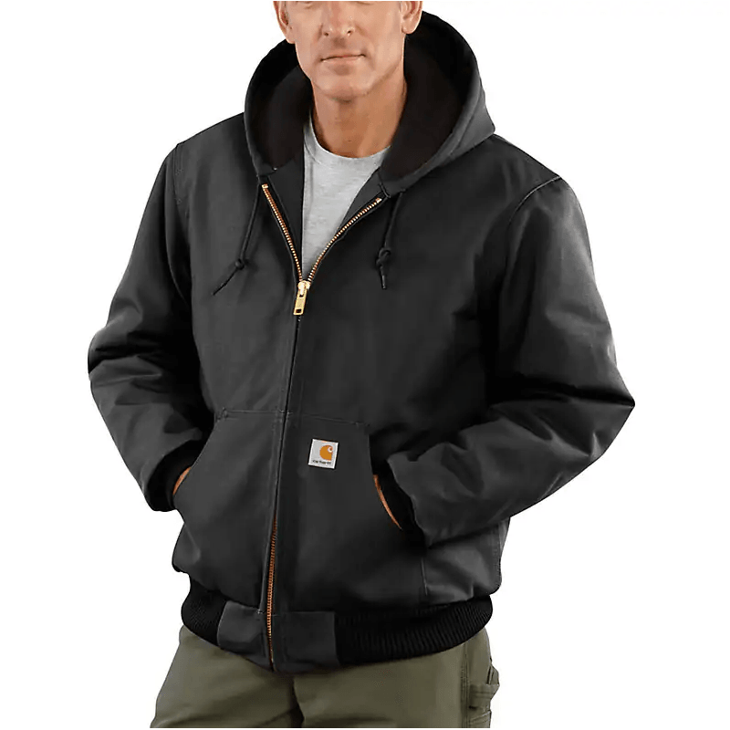 Men's Carhartt Flannel-Lined Active Jac J140 - Loose Fit - Firm Duck J140-BLK - Crazy House Western Wear