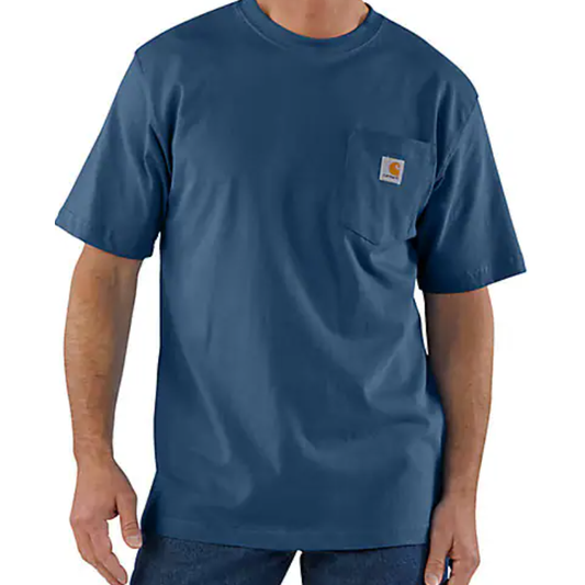 Men's Carhartt Loose Fit One Pocket Shirt Dark Blue K87-HH5 - Crazy House Western Wear