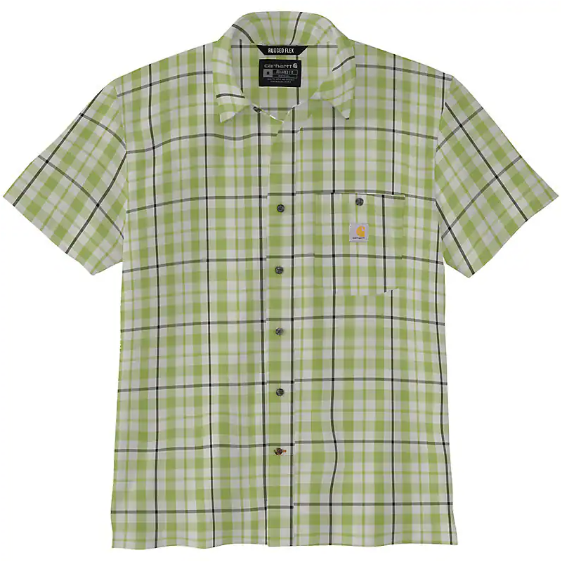 Men's Carhartt Force Sun Defender Short Sleeve Plaid Shirt - Green 106747-GJ7 - Crazy House Western Wear