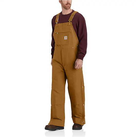 Men's Carhartt Loose Fit Firm Duck Insulated Bib Overall 106672-BRN
