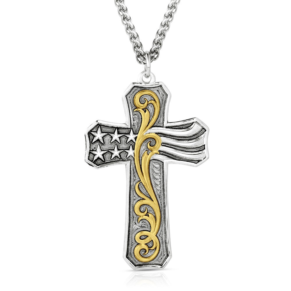 Men's Montana Silversmiths Faith & Freedom American Made Necklace AMNC6417