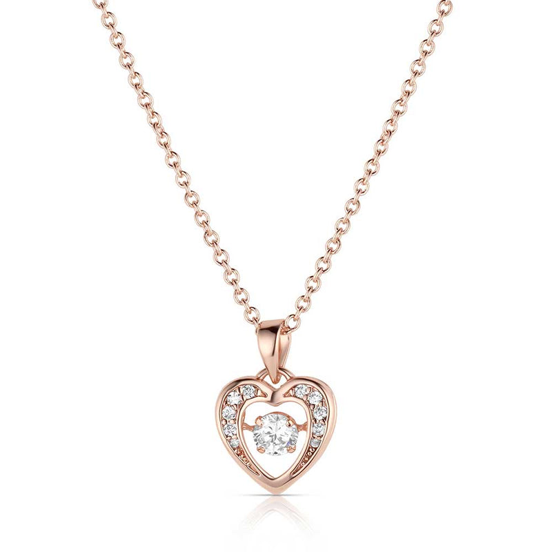 Women's Montana Silversmiths Let's Dance A Little Rose Gold Heart Necklace NC3868RG