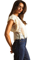 Women's Ecru Lace Scalloped Top