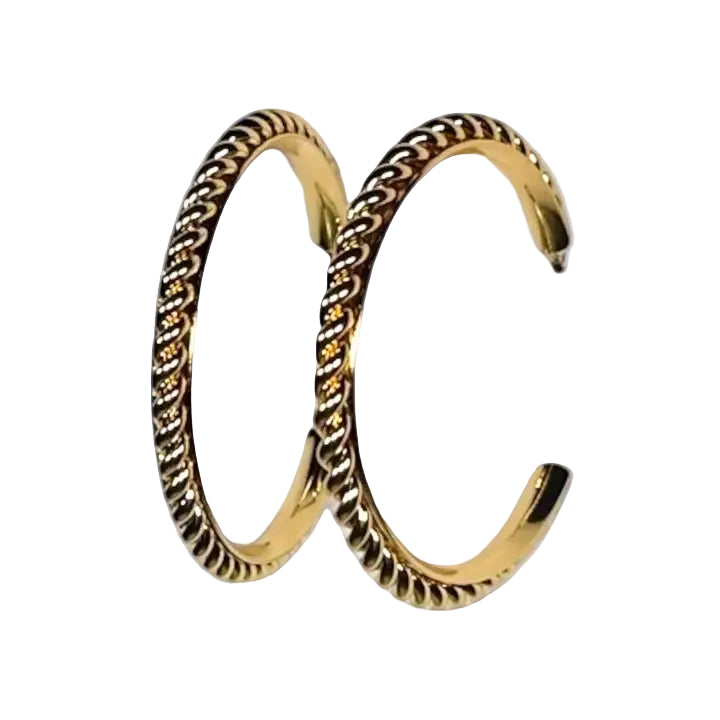 West & Co 1.75" 18K Gold Plated Hoop Earring with Twist Detailing WC-E06G