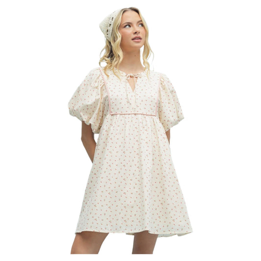 Women's Ditsy Floral Puff Sleeve Mini Dress WL25-10736