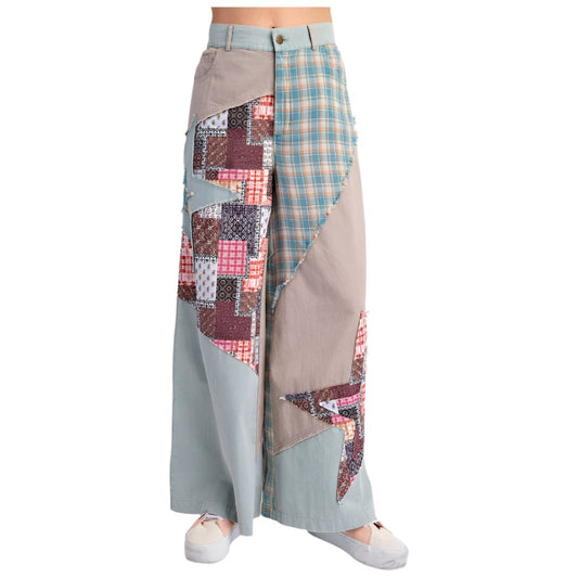 Easel Patchwork Mix n Match Washed Pants