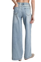 Easel Women's Light Wash Sandblasted Washed Stretch Denim Pants 