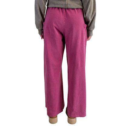 Women's Easel Terry Washed Knit Pants - Berry EB57028