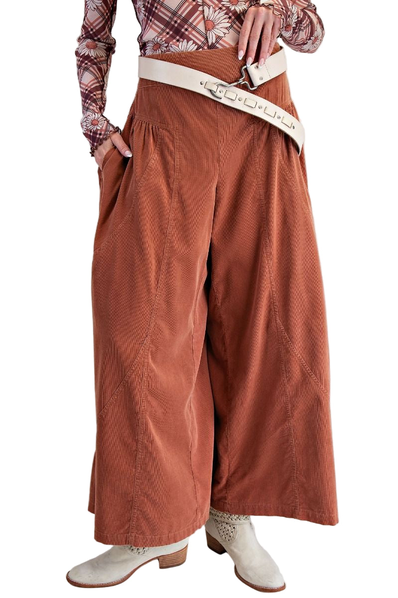 Women's Easel Washed Baby Corduroy Palazzo Pants EB57070