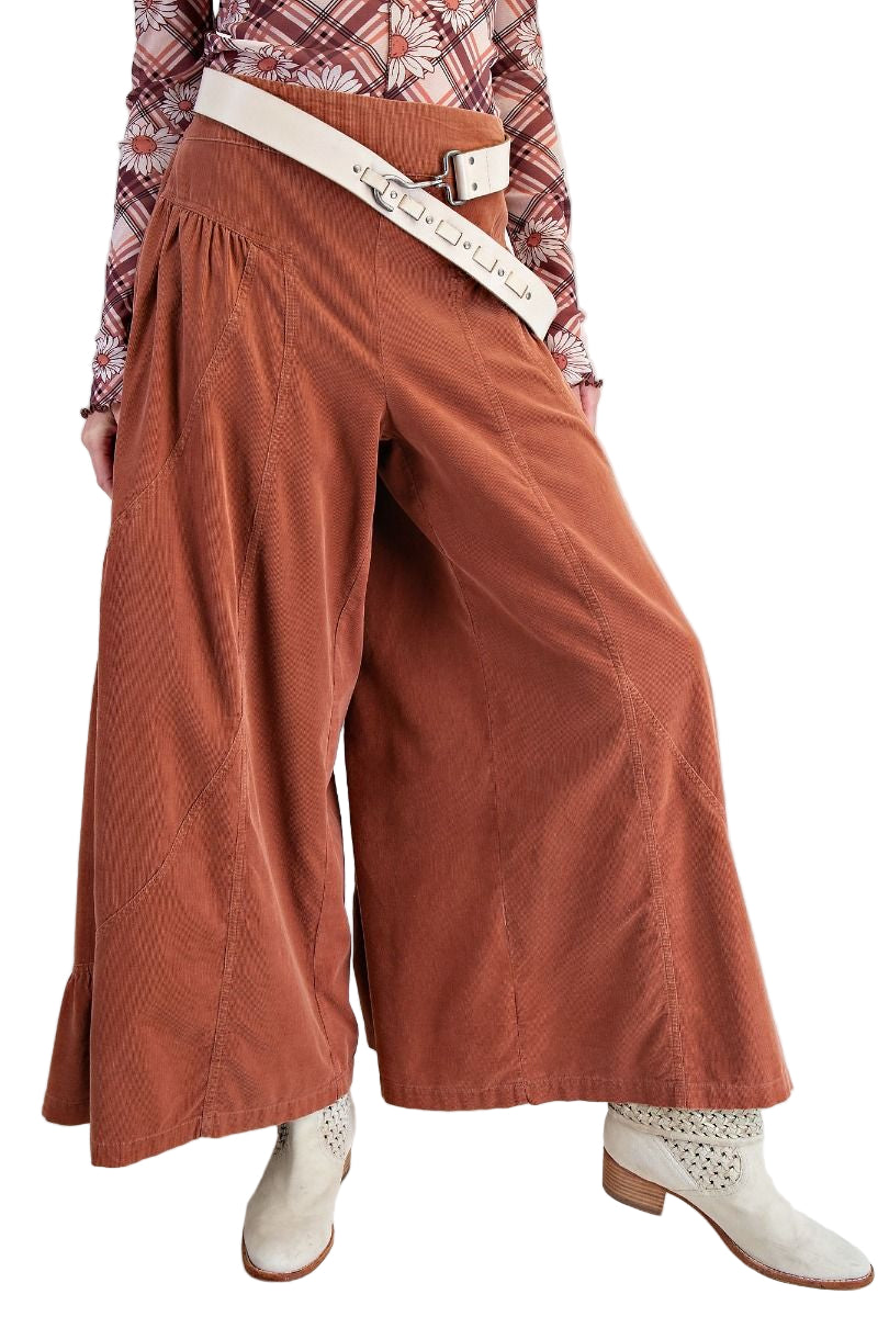 Women's Easel Washed Baby Corduroy Palazzo Pants EB57070