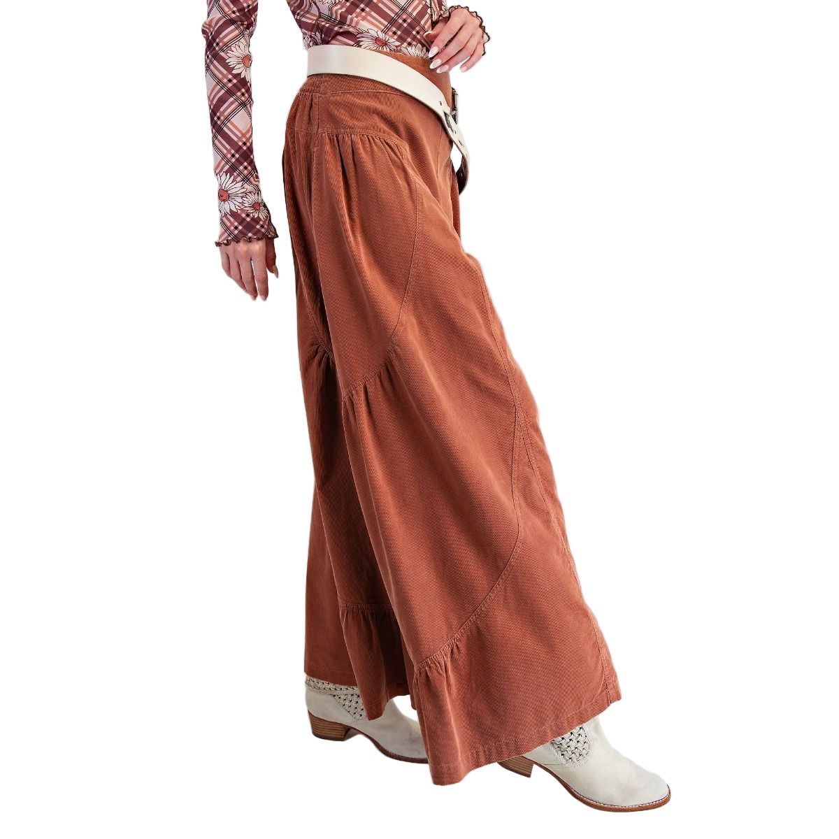 Women's Easel Washed Baby Corduroy Palazzo Pants EB57070