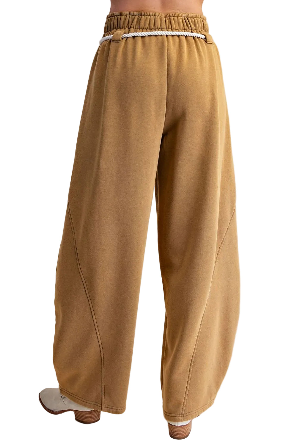 Easel Women's Washed Terry Brushed Barrel Pants
