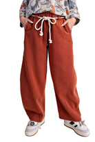 Easel Women's Washed Terry Brushed Barrel Pants