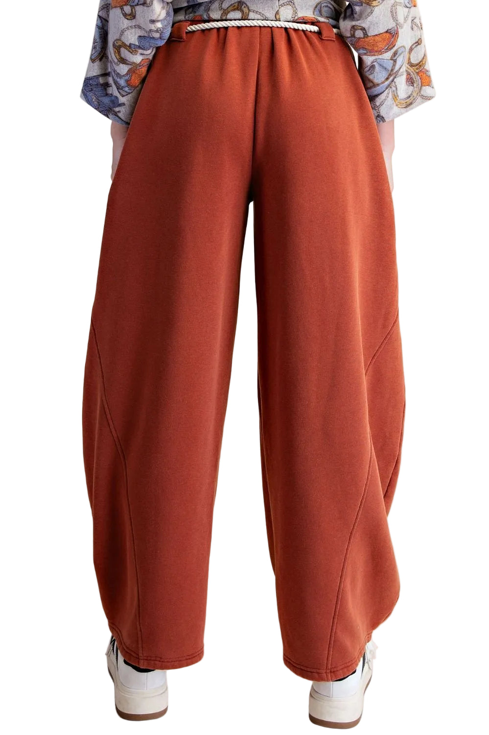 Easel Women's Washed Terry Brushed Barrel Pants