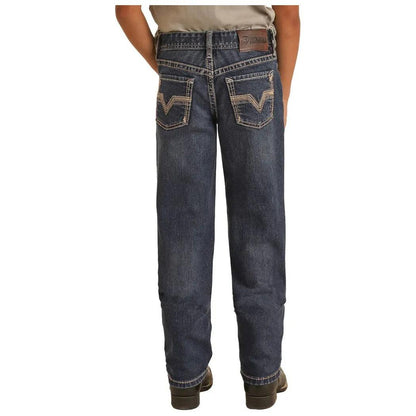 Rock and Roll Denim Boys' Rope Stitch Slim Fit Straight Jeans