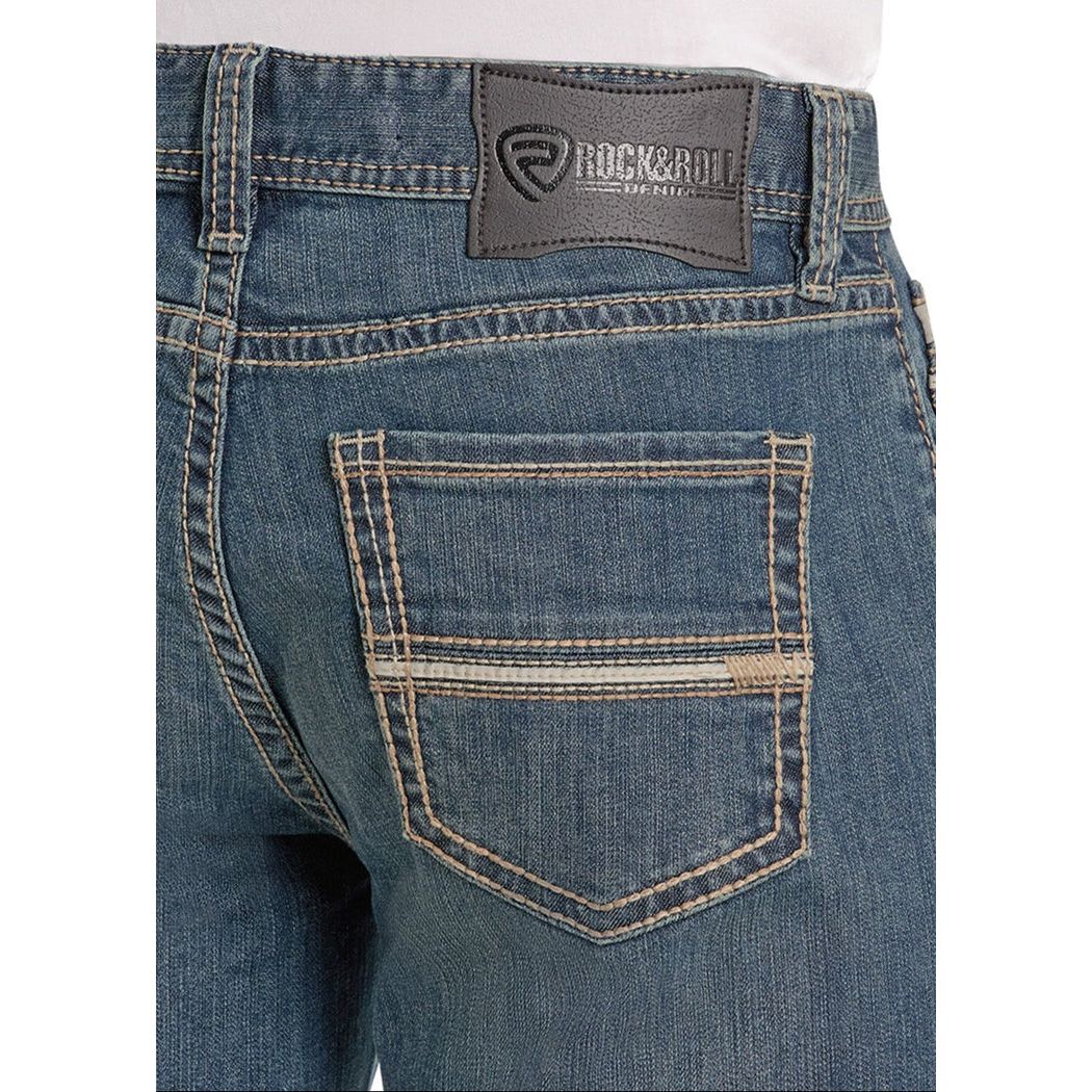 Men's Rock and Roll Denim Straight Embroidered Cannon Jeans BM0CD07372