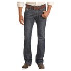 Men's Rock and Roll Denim Regular Fit Raised Denim Embroidered Bootcut Jeans BM0PD03660 - Crazy House Western Wear