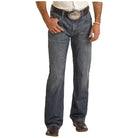 Men's Rock and Roll Denim Relaxed Fit Raised Denim Embroidered Straight Leg Jeans BM0SD04249 - Crazy House Western Wear