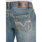 Men's Rock and Roll Denim Rope Stitch Embroidered Double Barrel Straight Jeans BM0SD08004