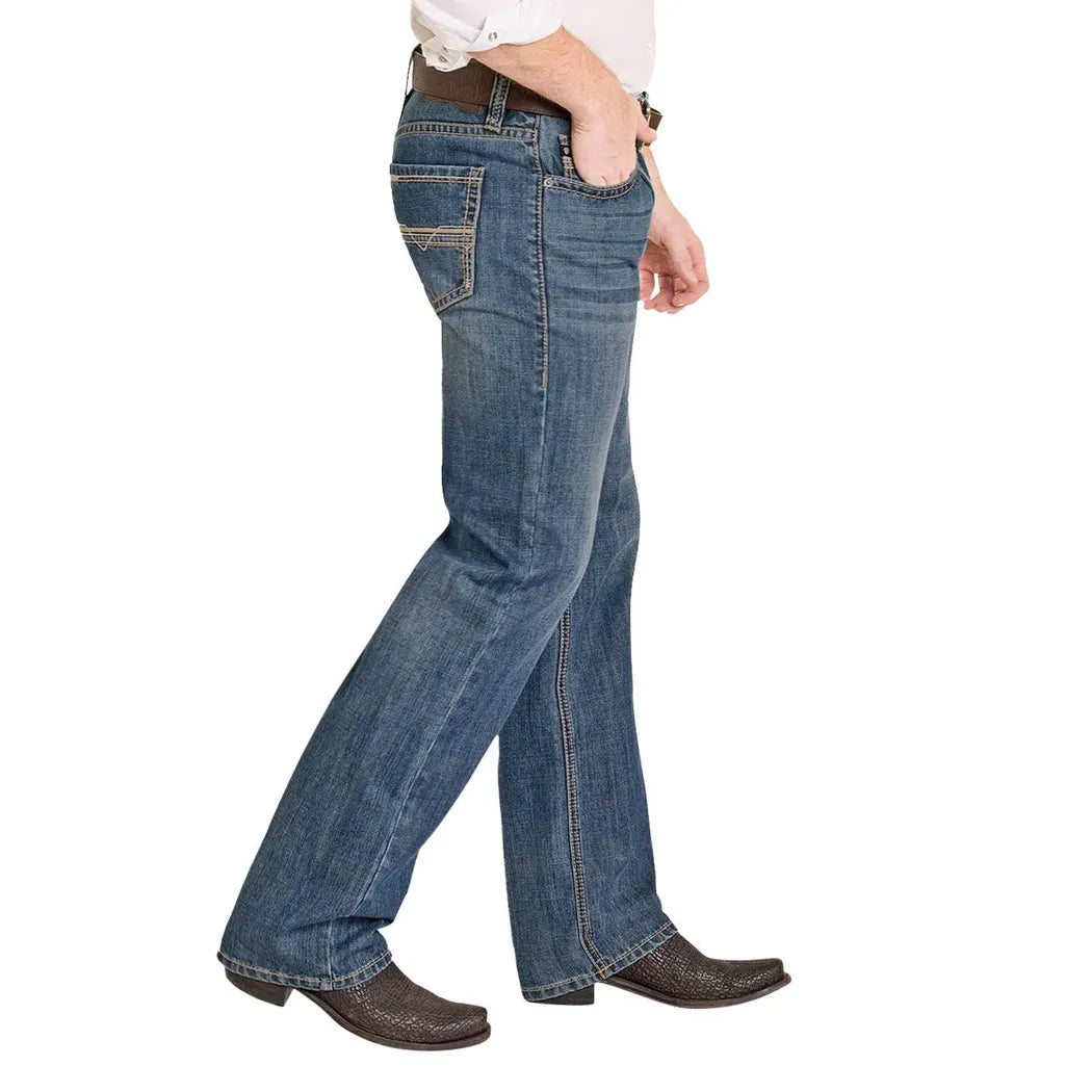 Men's Rock and Roll Denim Ladder Embroidered Double Barrel Straight BM0SD08008