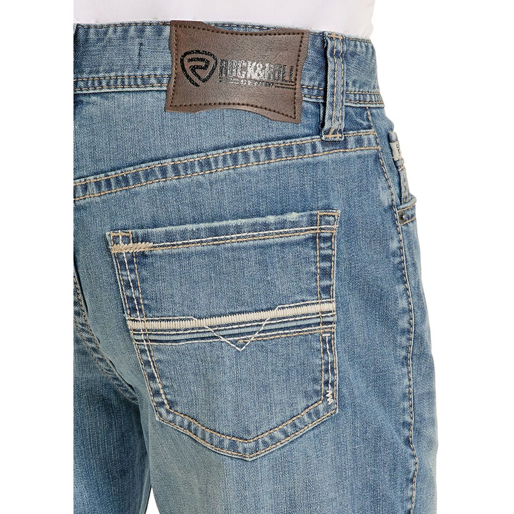 Men's Rock and Roll Relaxed Fit Embroidered Ladder Stitch Pocket Straight Leg Jeans BM0SD08577