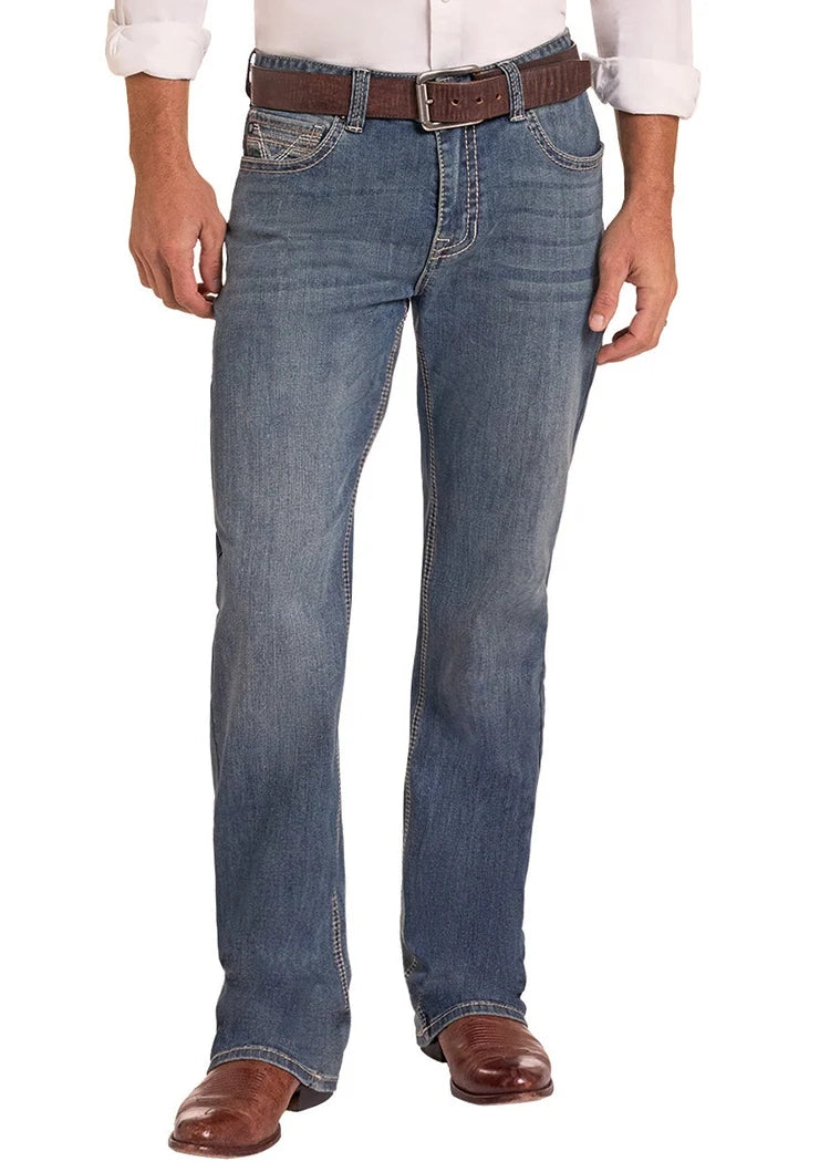 Rock and Roll Men's Relaxed Fit Two Tone Pocket Straight Leg Jeans BM0SD09797
