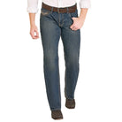 Men's Rock and Roll Denim Ladder Stitch Embroidered Pistol Straight Leg Jeans BM1PD08017