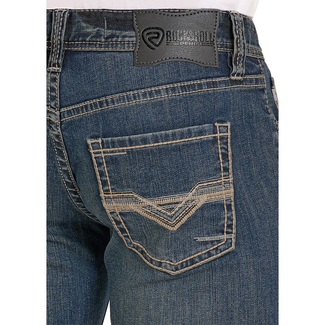 Men's Rock and Roll Denim Ladder Stitch Embroidered Pistol