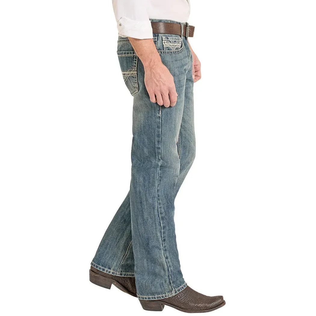 Men's Rock and Roll Regular Fit Classic Rope V Straight Leg Jeans BM1PD08581