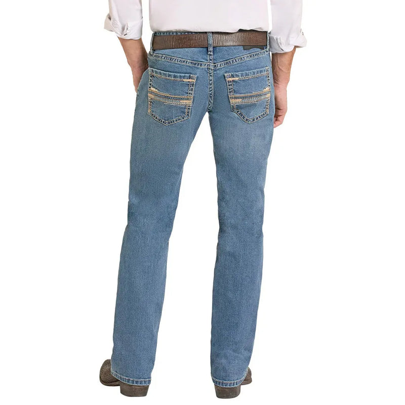 Men's Rock and Roll Regular Fit Straight Stitch Pocket Straight Leg Jeans BM1PD08582
