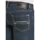 Men's Rock and Roll Denim Straight Pleather Embroidered Revolver Jeans BM1RD07367