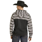 Men's Rock and Roll Denim Black and White Aztec Pullover Hoodie BM94T07703