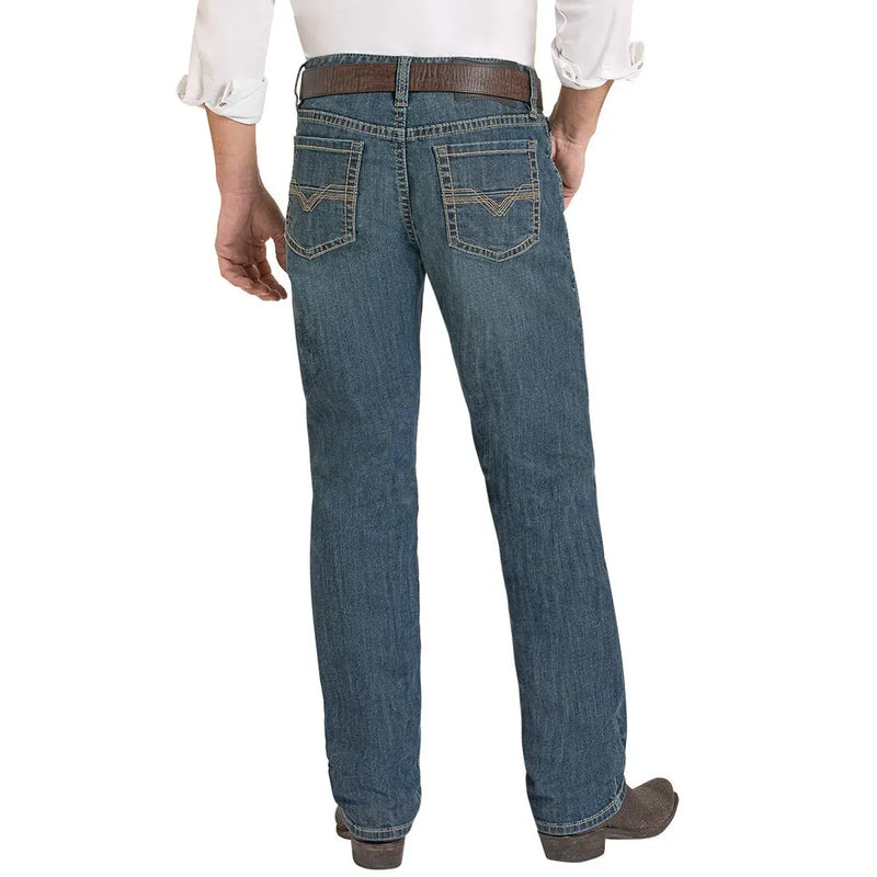 Men's Rock and Roll High Rise Relaxed Fit Two Tone Tapered Bootcut Jeans BMHBD08571