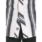 Men's Rock and Roll Slim Fit Black and White Striped Short Sleeve Snap Shirt BMN3S08303