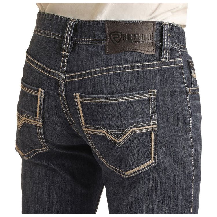 Men's Rock and Roll Denim Regular Fit Dark Wash Stackable Bootcut Jeans BMSPD04251 - Crazy House Western Wear