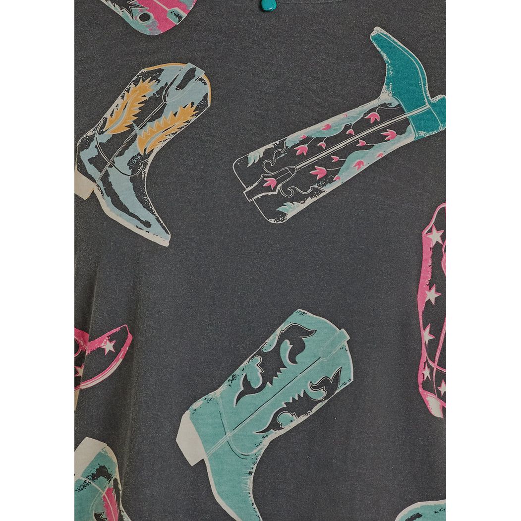 Women's Rock and Roll Denim Boot Printed Graphic T-shirt BW21T08120