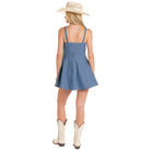 Women's Rock and Roll Buckle Denim Flared Mini Dress BWD0R08788
