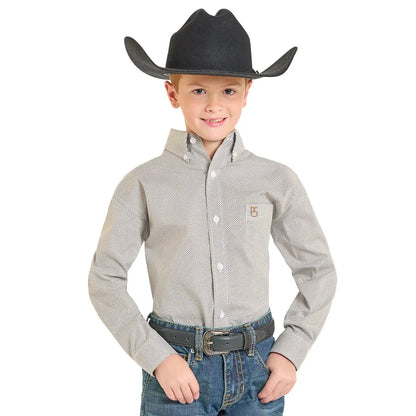 Boy's Rock and Roll Geometric Long Sleeve Button Shirt SBB2S07412