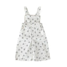 Girl's Floral Print Lace Trim Wide Leg Jumpsuit 