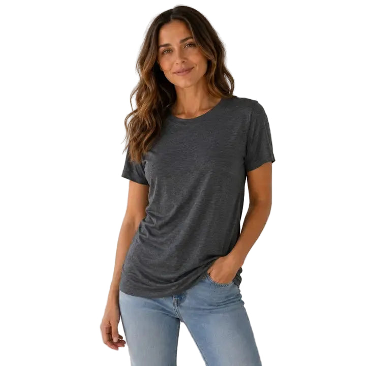 Women's Charcoal Gray Short Sleeve Basic T-shirt