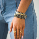 Women's West & Co 18K Gold Plated Burnished 5 Disc Bead Stretch Bracelet WC-BR11WG