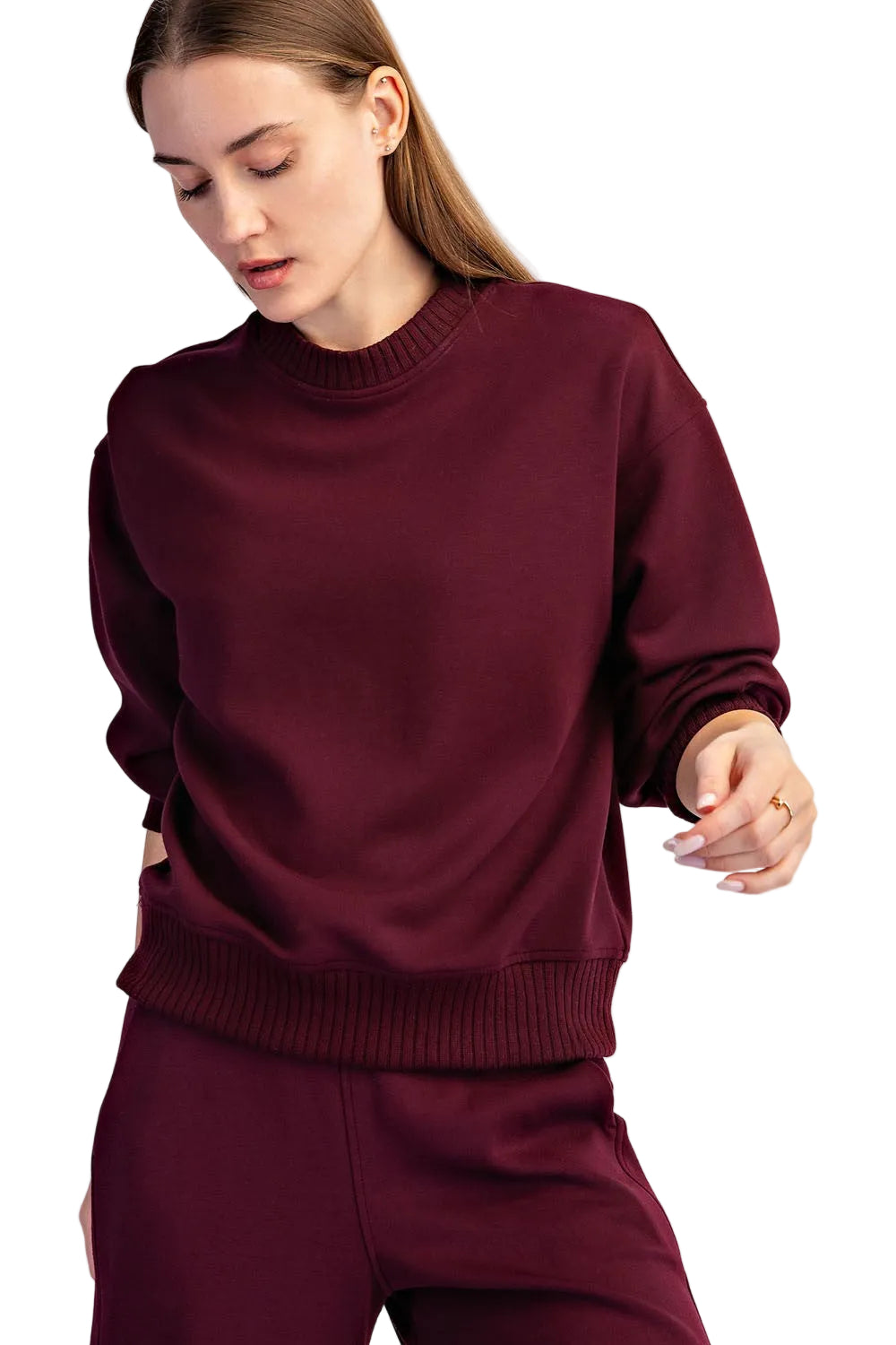 Rae Mode Women's Modal Scuba Luxe Crew Neck Top