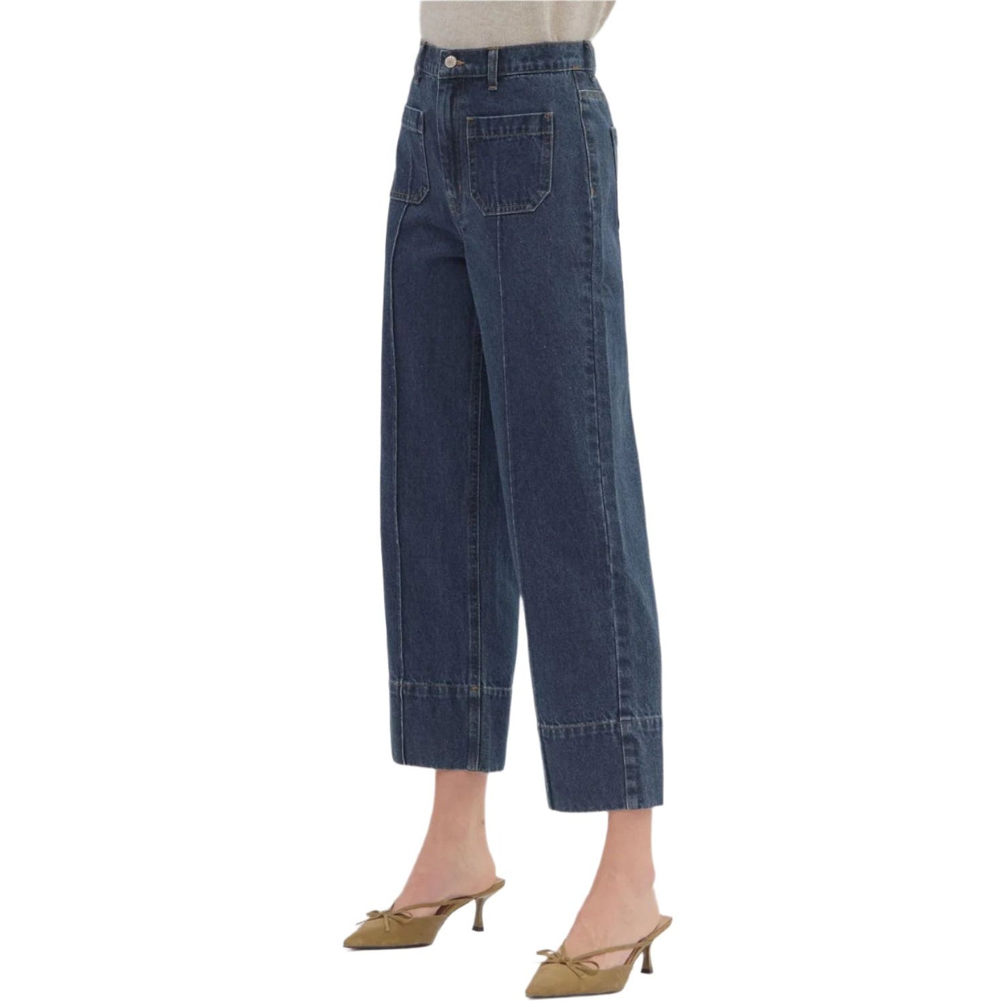 Women's Entro Solid Wide Leg Ankle-length Pants P27096