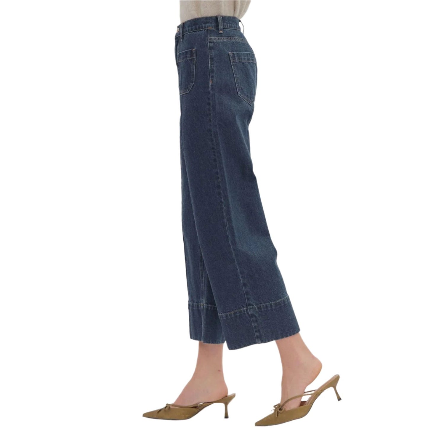 Women's Entro Solid Wide Leg Ankle-length Pants P27096