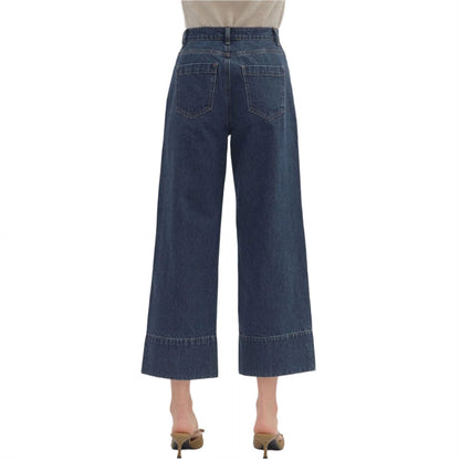 Women's Entro Solid Wide Leg Ankle-length Pants P27096