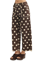 Entro Women's Brown Polka Dot Wide Leg Cropped Pants P31645